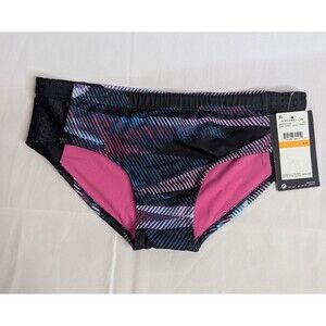 NWT NIKE Line Up Mesh Hipster Bikini Swimsuit Bottoms Size Small Pink Black
